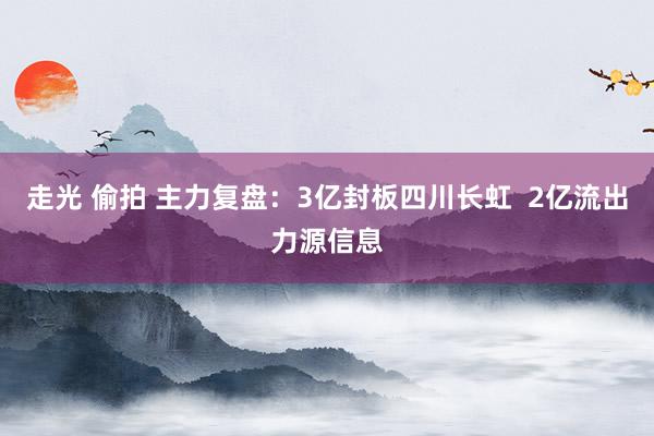 走光 偷拍 主力复盘：3亿封板四川长虹  2亿流出力源信息