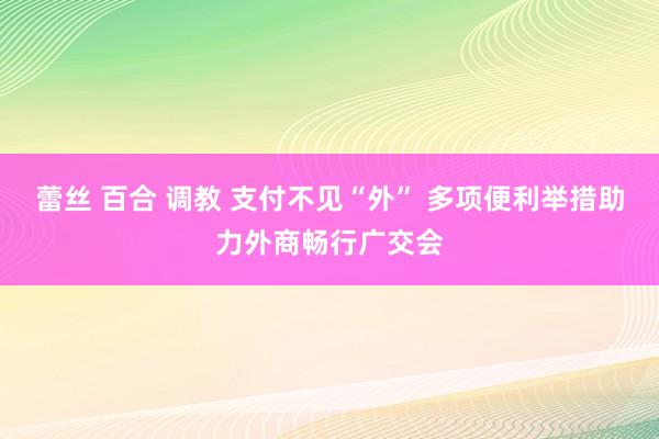 蕾丝 百合 调教 支付不见“外” 多项便利举措助力外商畅行广交会