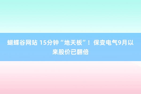 蝴蝶谷网站 15分钟“地天板”！保变电气9月以来股价已翻倍