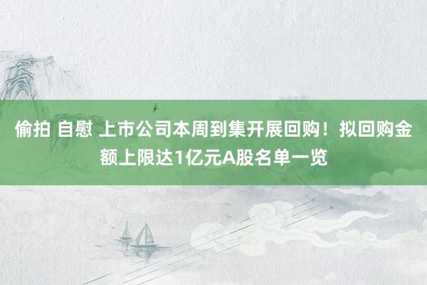 偷拍 自慰 上市公司本周到集开展回购！拟回购金额上限达1亿元A股名单一览