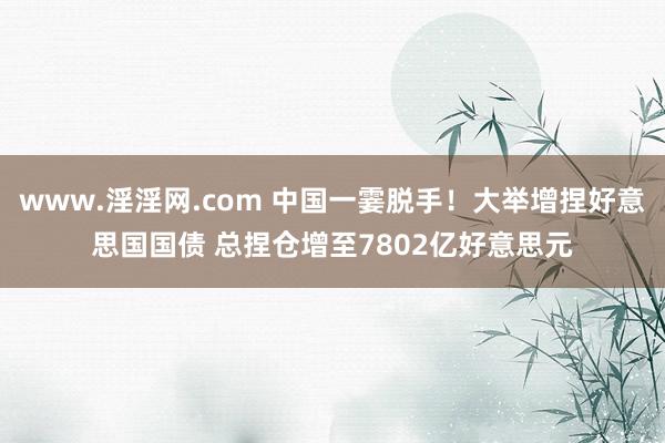 www.淫淫网.com 中国一霎脱手！大举增捏好意思国国债 总捏仓增至7802亿好意思元