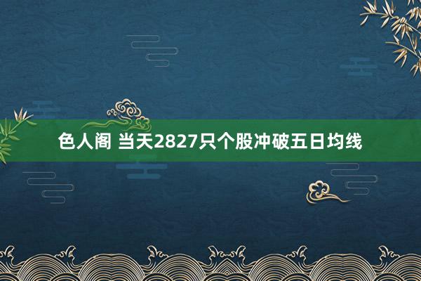 色人阁 当天2827只个股冲破五日均线